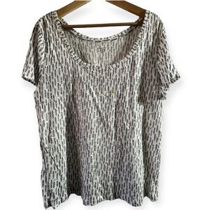 NWOT Ann Taylor LOFT Linen Top SZ XL Cream & Black Line/Dot Pattern/Design (B2)